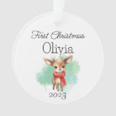 Baby Rendier Eerste Kerst Acryl Ornament (voorkant)