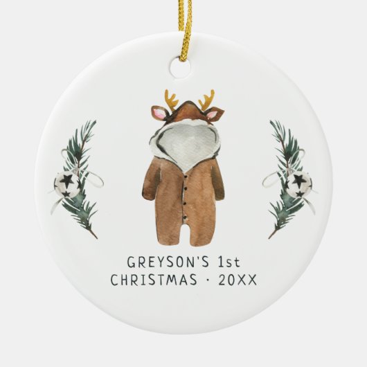 Baby rendier | Eerste kerstOrnament baby Keramisch Ornament (Voorkant)