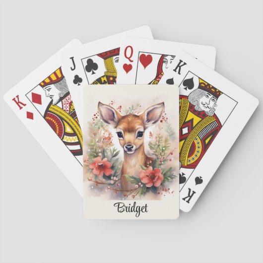 Baby Rendier Fawn Naam toevoegen Kerstcadeau Pokerkaarten (Achterkant)