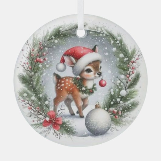 Baby Rendier Glas Ornament (Voorkant)
