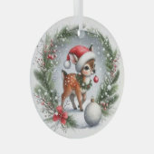 Baby Rendier Glas Ornament (Voorkant Rechts)