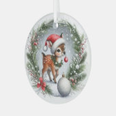 Baby Rendier Glas Ornament (Voorkant links)