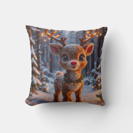 Baby rendier in het besneeuwde bos kussen