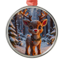 Baby rendier in het besneeuwde bos