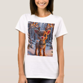 Baby rendier in het besneeuwde bos t-shirt