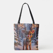 Baby rendier in het besneeuwde bos tote bag (Achterkant)