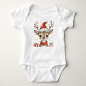 Baby rendier in Santa Hat Kinder Romper (Voorkant)