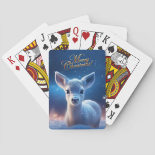 Baby rendier met vrolijke kerstgroet pokerkaarten