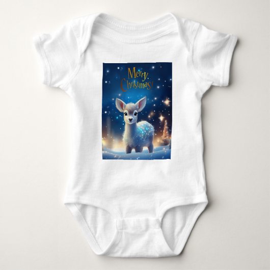 Baby rendier met vrolijke kerstgroet romper (Voorkant)