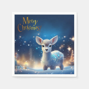 Baby rendier met vrolijke kerstgroet servet