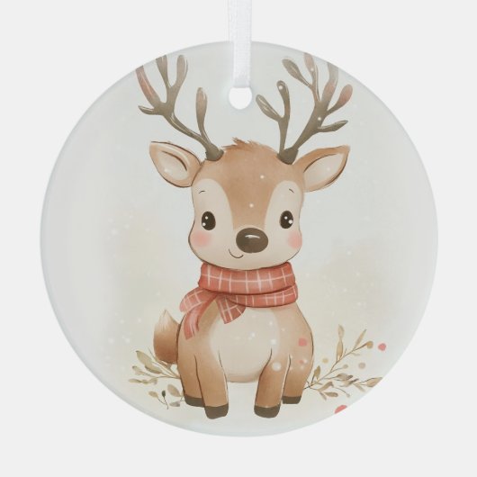 Baby rendier ontwerp op een glazen ornament (Achterkant)