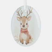 Baby rendier ontwerp op een glazen ornament (Voorkant links)