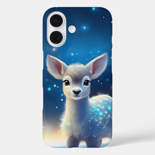 Baby rendier sterrenhemel besneeuwd landschap Case-Mate iPhone case (Achterkant)