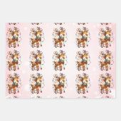 Baby Rendier Tangled Lights Kerst Kinderen Inpakpapier Vel (Voorkant 2)