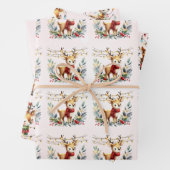 Baby Rendier Tangled Lights Kerst Kinderen Inpakpapier Vel (In situ)