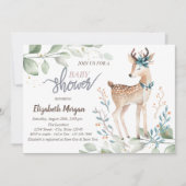 Baby rendier verlaat babyshower kaart (Voorkant)