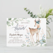 Baby rendier verlaat babyshower kaart (Staand voorkant)
