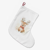 Baby rendieren zitten in de sneeuw grote kerstsok (Voorkant (Hangend))