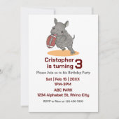 Baby Rhino Amerikaans Football Verjaardagsuitnodig Kaart (Voorkant)