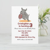 Baby Rhino Amerikaans Football Verjaardagsuitnodig Kaart (Staand voorkant)