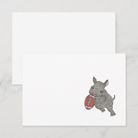 Baby Rhino Football Elke gelegenheid Eenvoudige no Bedankkaart (Voorkant / Achterkant)