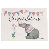 Baby Rhinoceros & Birdies Painted Girl Baby Large Cadeautasje (Voorkant)