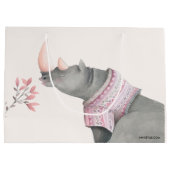 Baby Rhinoceros & Birdies Painted Girl Baby Large Cadeautasje (Achterkant)