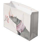 Baby Rhinoceros & Birdies Painted Girl Baby Large Cadeautasje (Achterkant Gekanteld)