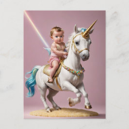 Baby rijden op een eenhoorn briefkaart