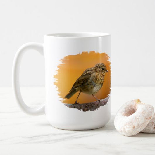 Baby Robin op een boomtak Koffiemok (Met donut)