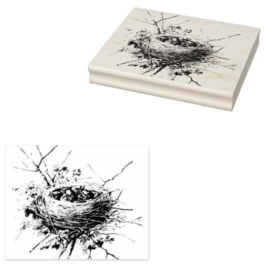 Baby Robins Nest Rubberstempel (Gestempeld)