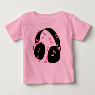 Baby Rock.  Hoofdtelefoon met muzieknotitieroze