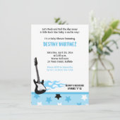 Baby Rock Star (Blue) Baby shower Invitation Kaart (Staand voorkant)