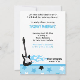 Baby Rock Star (Blue) Baby shower Invitation Kaart