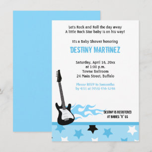 Baby Rock Star (Blue) Baby shower Invitation Kaart