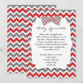 Baby rode grijze stropdas baby shower kaart (Voorkant / Achterkant)