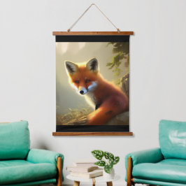 Baby Rode Vos Wilde Natuur Portret Hangend Wandkleed