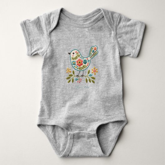 Baby romper met kleine bloemen en groene bladeren (Voorkant)