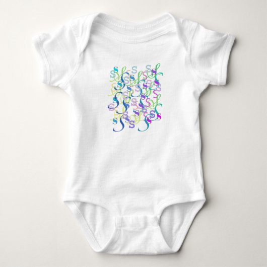 Baby romper met letterconfetti "S" (Voorkant)