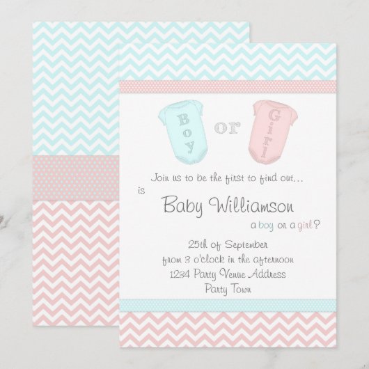 Baby Romper Suits Gender onthult feestelijke uitno Kaart (Voorkant / Achterkant)