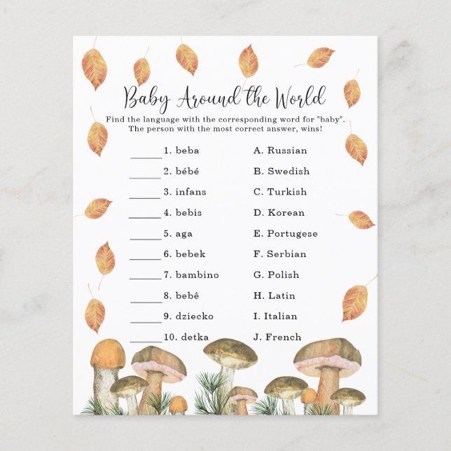 Baby Rond de wereld - Baby shower Game (Voorkant)