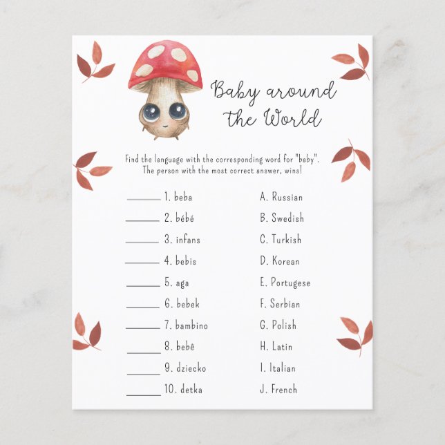 Baby rond de wereld - baby shower spel (Voorkant)