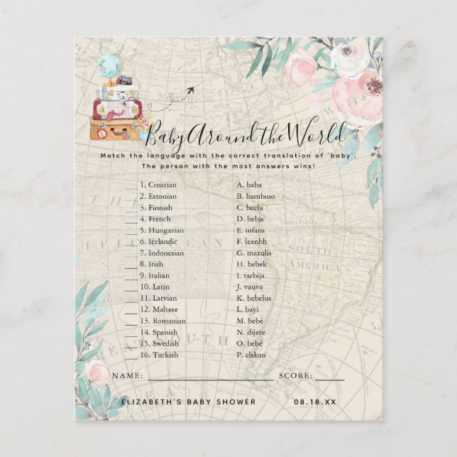 Baby Rond De Wereld | Baby Shower Spel (Voorkant)
