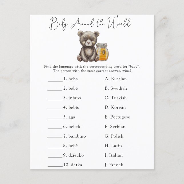 Baby Rond de Wereld - Baby Shower Spel (Voorkant)