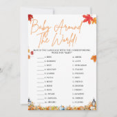 BABY ROND DE WERELD Baby shower Spel POMPOEN Kaart (Voorkant)