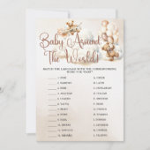 BABY ROND DE WERELD Baby shower Spel Schattige Bee Kaart (Voorkant)