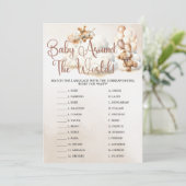 BABY ROND DE WERELD Baby shower Spel Schattige Bee Kaart (Staand voorkant)