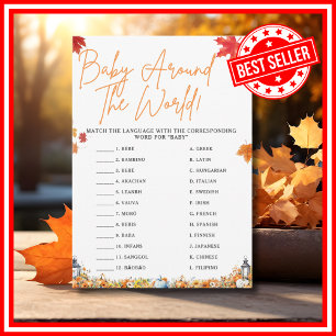 BABY RONDOM DE WERELD Baby Shower Spel POMPOM Kaart