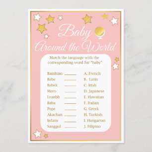 Baby rondom de World Shower Game Gold Pink Star Kaart