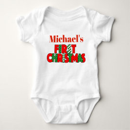 Baby Rood en Groen Eerste Kerstmis Romper